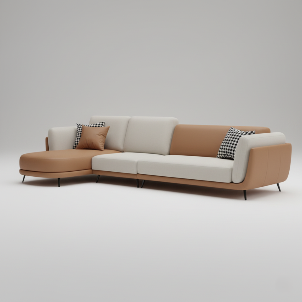 L-Seater Sofa for Living Room PU Leatherette Upholstery, Superior Fabric, and Sturdy Wood Frame for a Premium Look and Lasting Durability