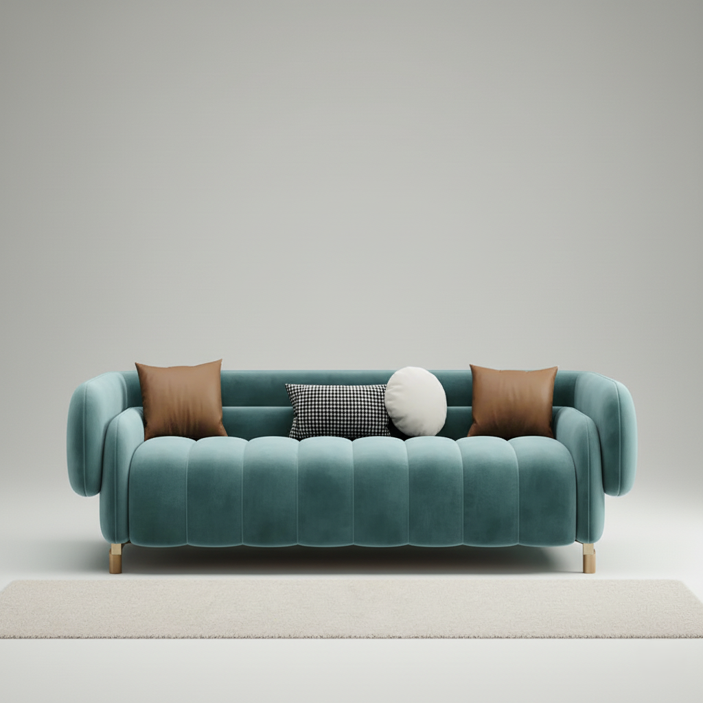 घर के लिए 3-सीटर सोफा लक्ज़री फर्नीचर असबाब मखमली कपड़ा और प्रीमियम गुणवत्ता वाला कपड़ा और लिविंग रूम के लिए ए-क्लास गुणवत्ता वाली लकड़ी