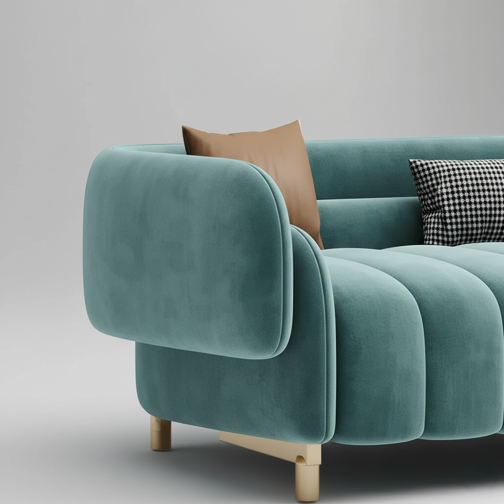 घर के लिए 3-सीटर सोफा लक्ज़री फर्नीचर असबाब मखमली कपड़ा और प्रीमियम गुणवत्ता वाला कपड़ा और लिविंग रूम के लिए ए-क्लास गुणवत्ता वाली लकड़ी