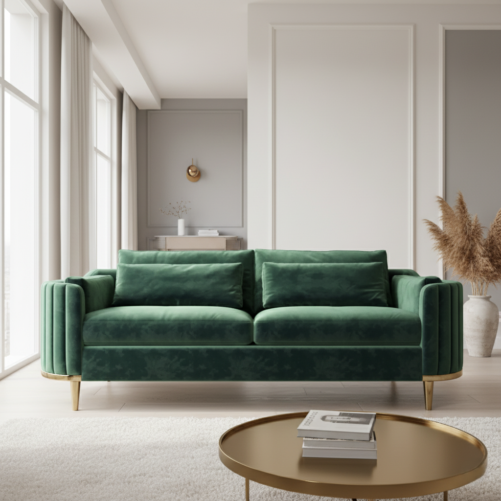 2 Seater Sofa For House Furniture Upholstery Velvet Best Quality Fabric and Best Quality Wood and Comfortable and Premium With Metal Leg