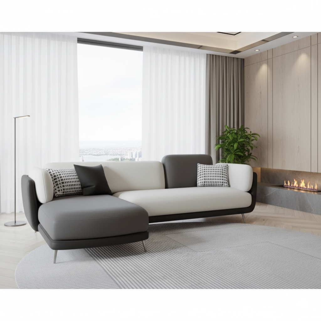 L-Seater Sofa for Home Use with PU Leatherette upholstery, and Solid Premium Wood, Perfect Blend of Comfort and Modern Design