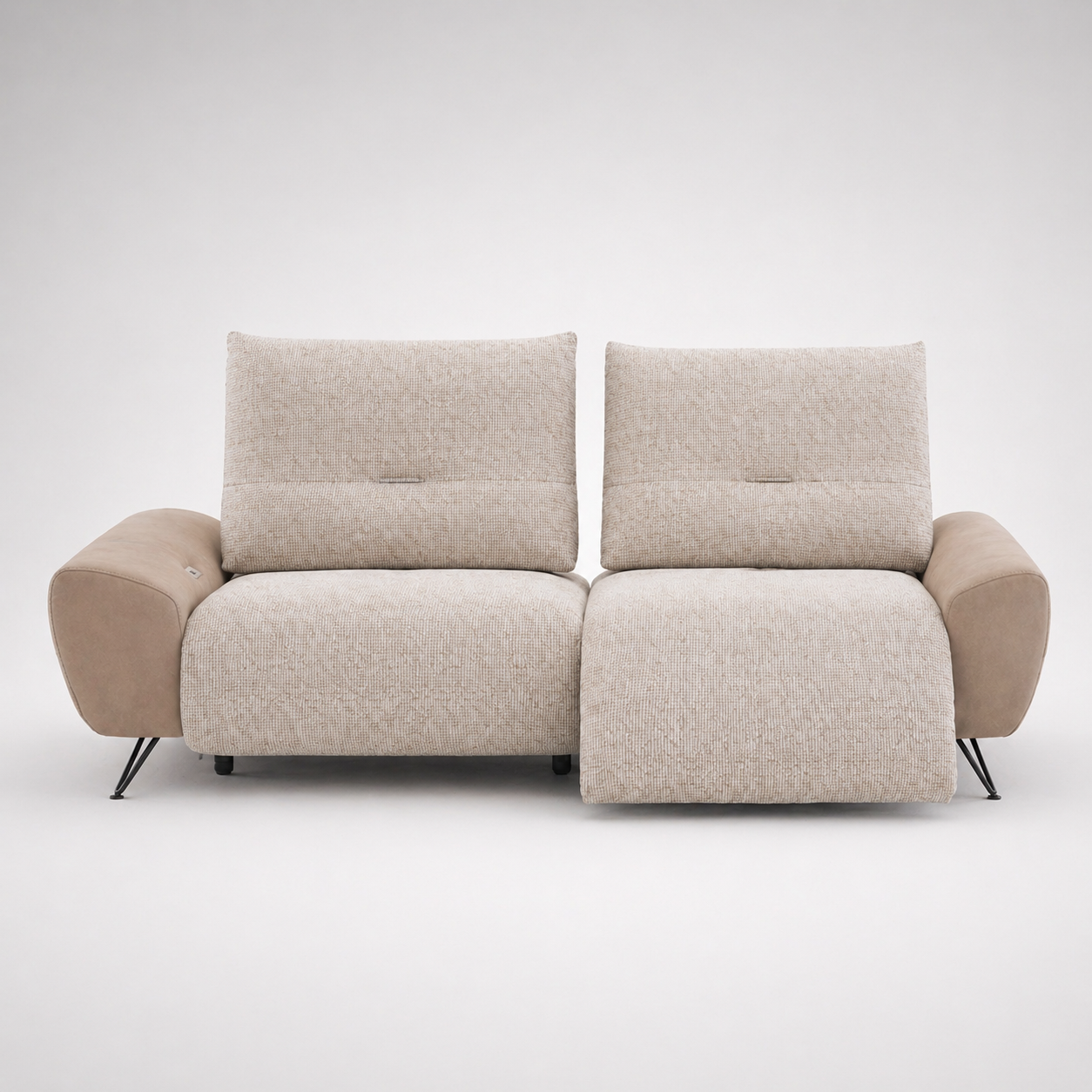 Modern Convertible Sofa Bed with Fabric Upholstery and Leatherette Arms, Space Saving Pull Out Sofa Cum Bed for Living Room and Guest Use