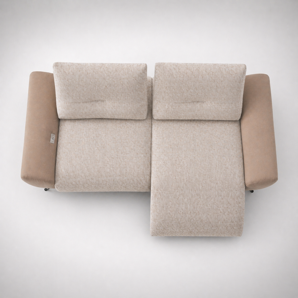 Modern Convertible Sofa Bed with Fabric Upholstery and Leatherette Arms, Space Saving Pull Out Sofa Cum Bed for Living Room and Guest Use