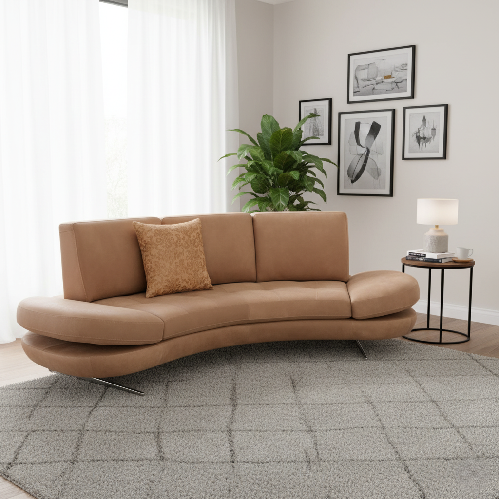 घर के लिए फर्नीचर के साथ इतालवी शैली का 3-सीटर सोफा, लकड़ी के फ्रेम और लेदरेट के साथ, लिविंग एरिया के लिए आरामदायक