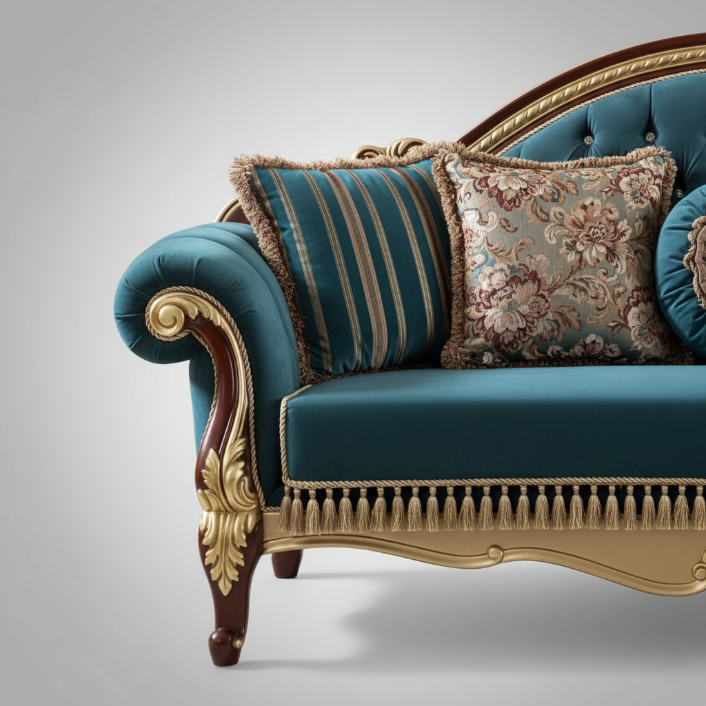 3-Seater Carving Sofa for Home, Soft Velvet Upholstery and a Robust Hardwood Structure for Soft Comfort and Premium Design