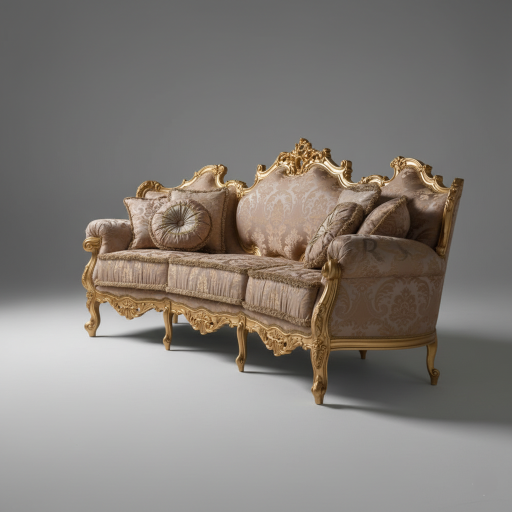 3-Seater Carving Sofa for Home for Luxurious Living Room Appeal, High-Durable Wood and High Quality Upholstery and Handmade design