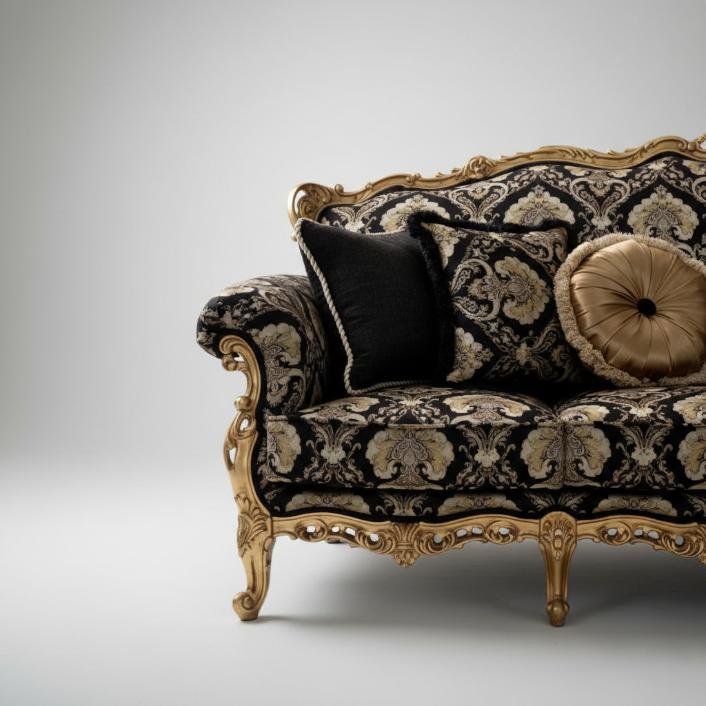 3-Seater Carving Sofa for Living Home Space Soft Upholstery and Luxury Design, Premium Design And High-Durable Wood