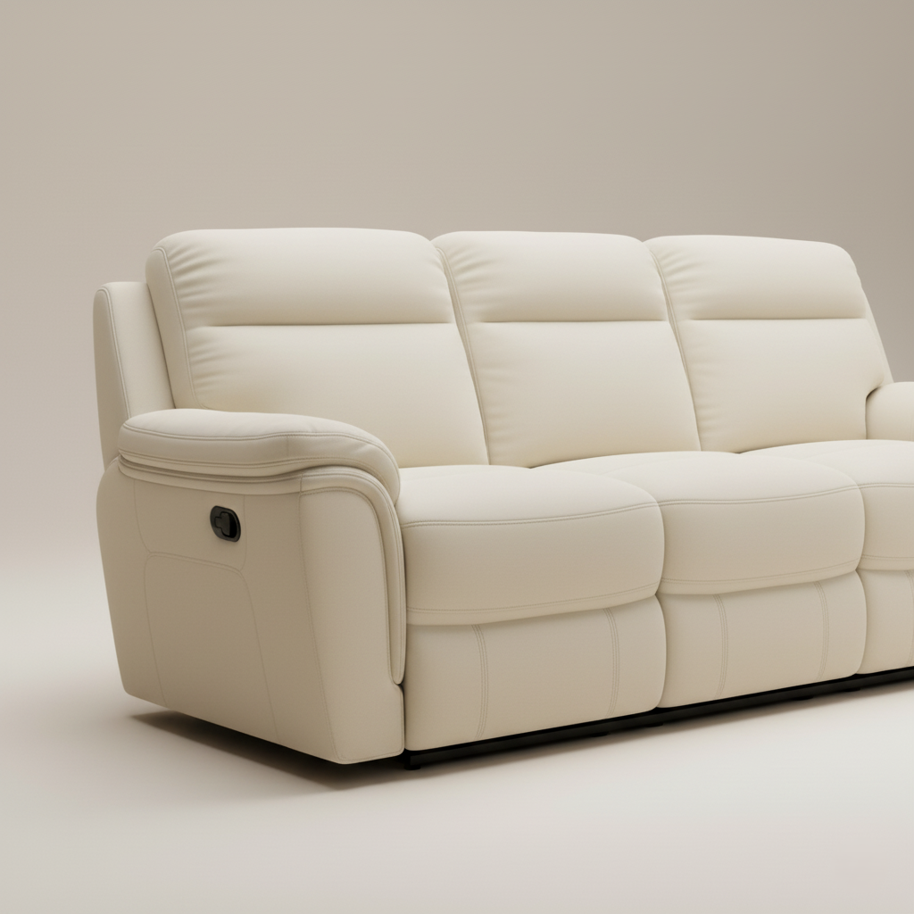 3-Seater Recliner Sofa with Pu leatherette Premium Upholstery, Smooth Reclining Mechanism, and Superior Back Support