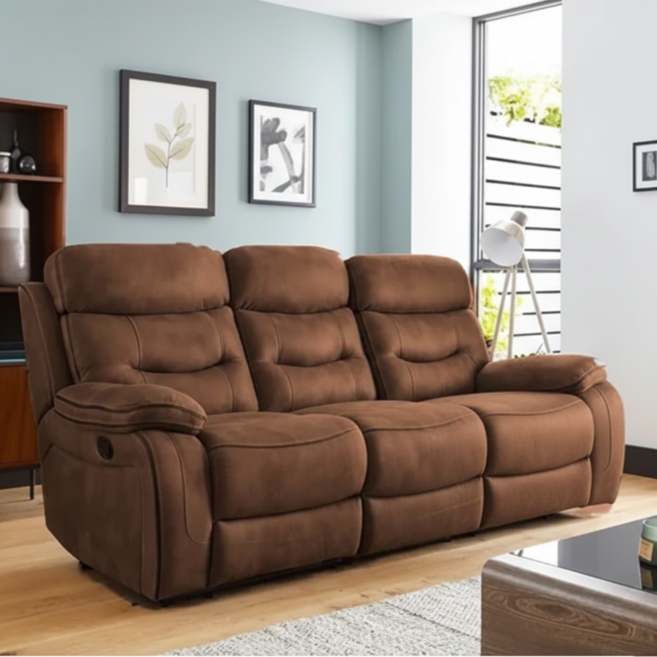 पीयू लेदरेट अपहोल्स्ट्री, सहज रिक्लाइन फंक्शन और बेहतर लम्बर सपोर्ट के साथ 3-सीटर रिक्लाइनर सोफा
