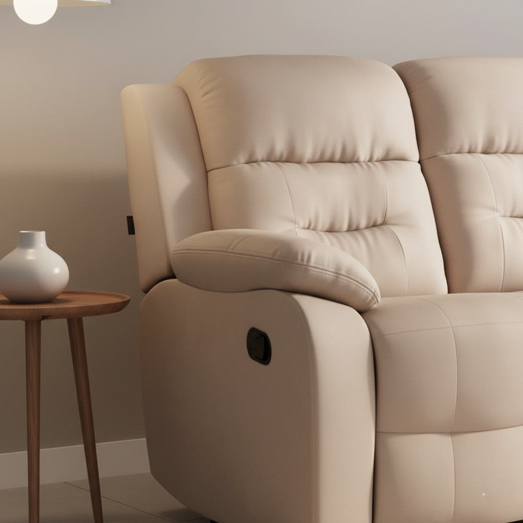 Modern 3-Seater Recliner Sofa with PU Leatherette Finish, Comfortable Padding, Easy Recline, and Ergonomic Support