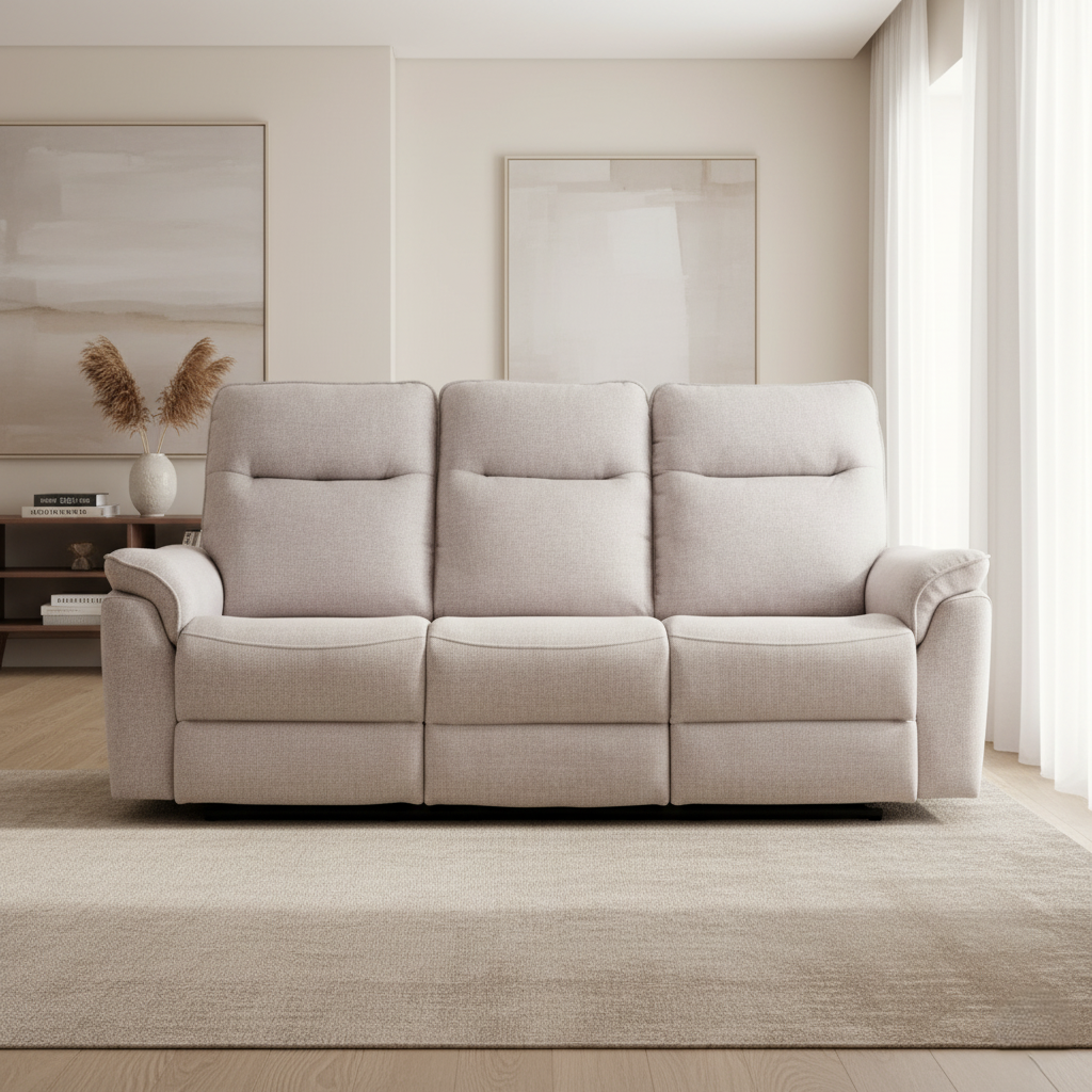 3-Seater Recliner Sofa with PU Leatherette, Plush Seating, Easy Recline Mechanism, and Back Support