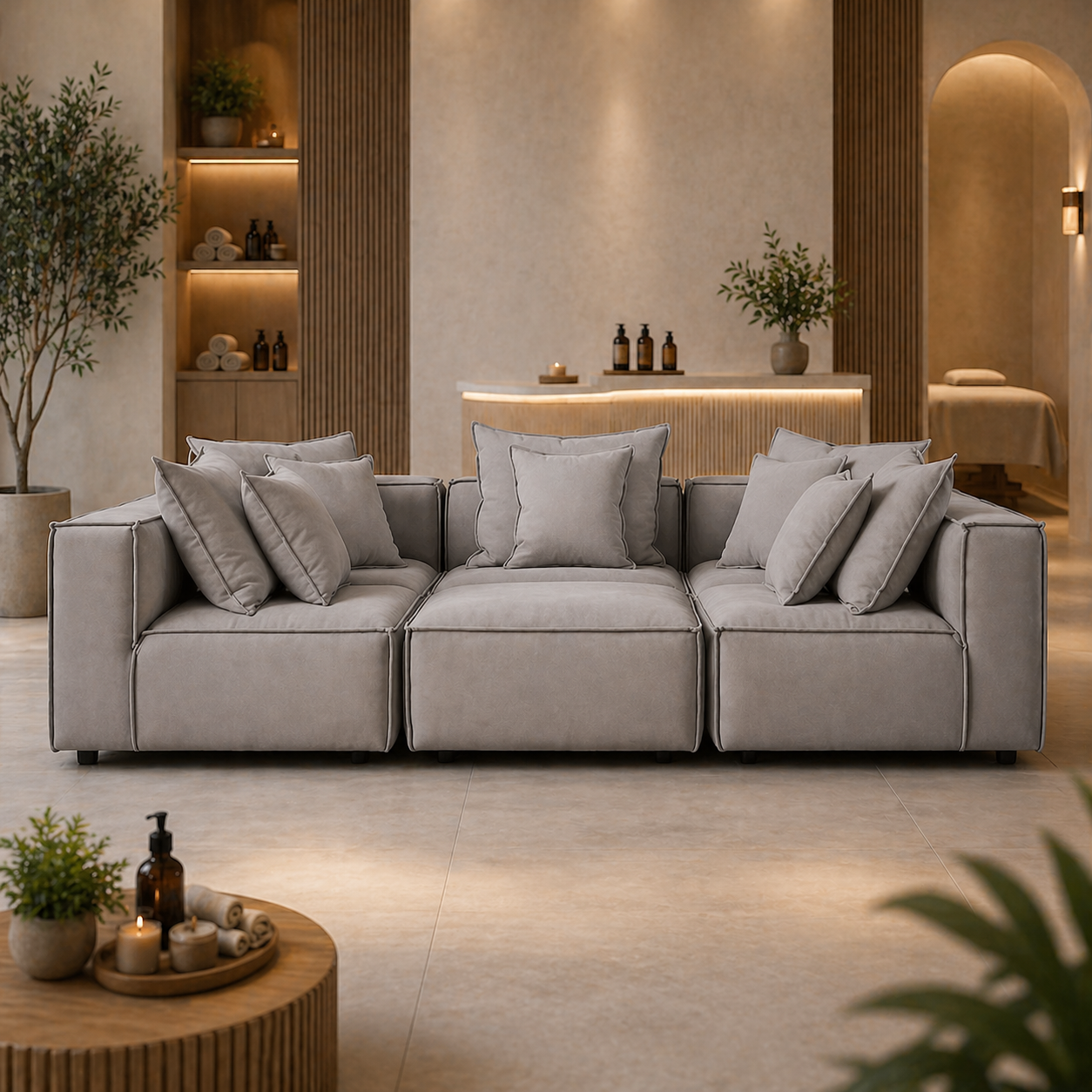 Modern Modular Pit Sectional Sofa with Deep Seating, Premium Upholstery, Luxury Lounge Comfort, Contemporary Design for Spacious Living Rooms