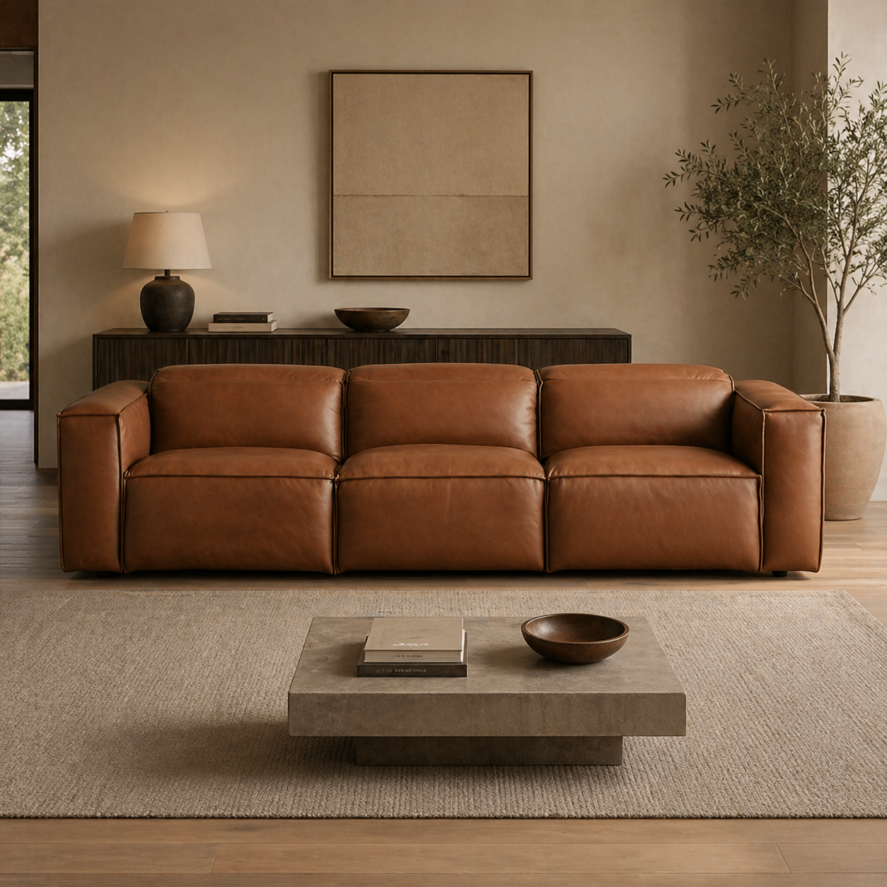 Premium Motion Leather Sofa with Power Recliner, Deep Seating Comfort, Modern Luxury Design, Durable Hardwood Frame for Living Room