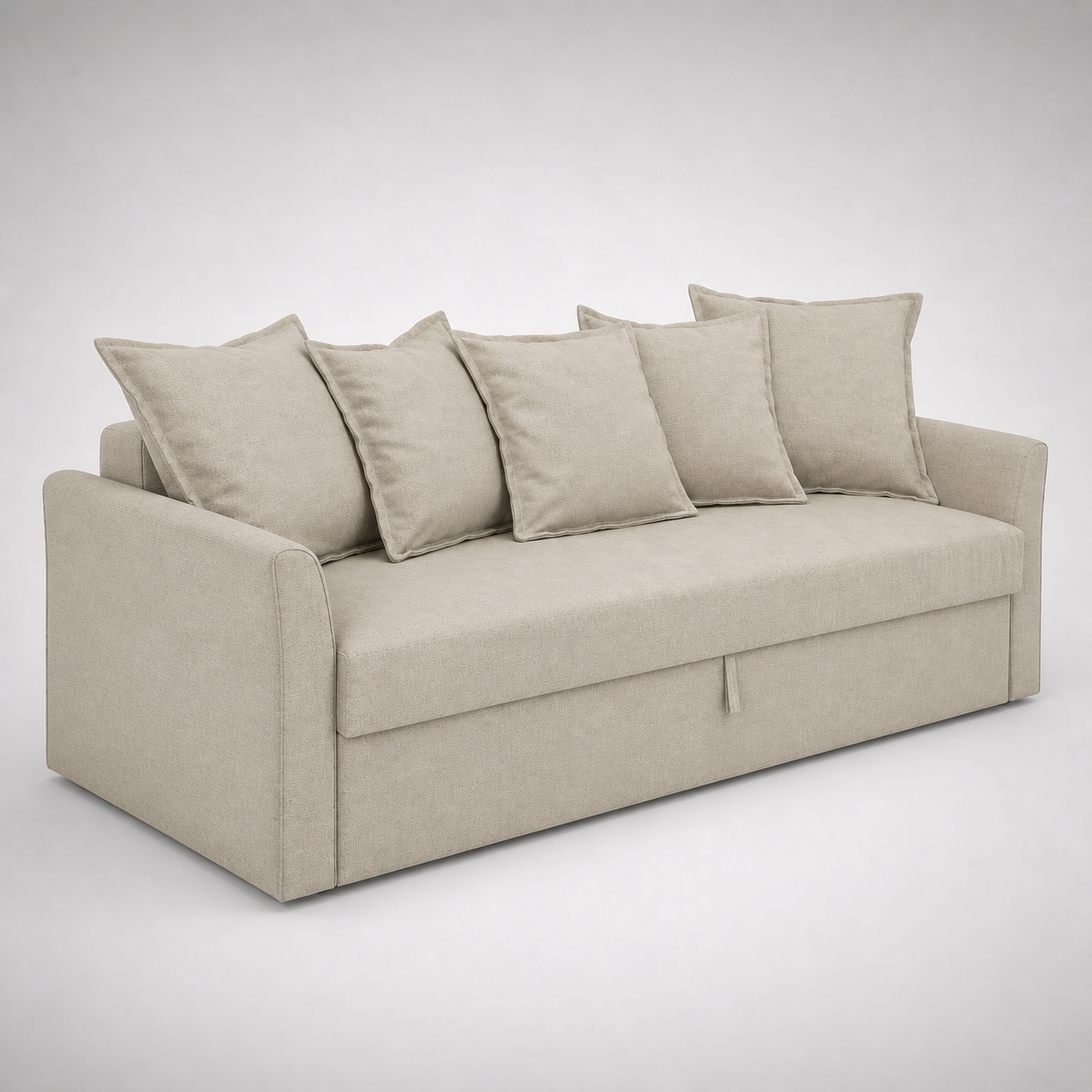 Modern Beige Fabric Sofa Cum Bed with Storage Convertible Pull-Out Sofa Bed for Living Room and Guest Use Space Saving Design