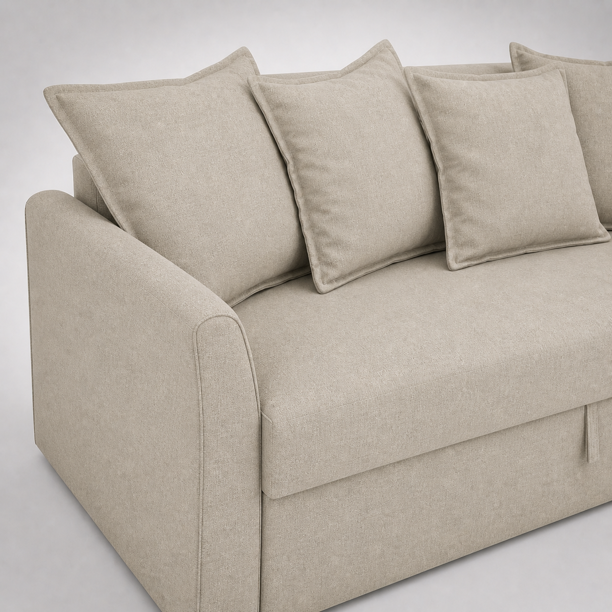 Modern Beige Fabric Sofa Cum Bed with Storage Convertible Pull-Out Sofa Bed for Living Room and Guest Use Space Saving Design