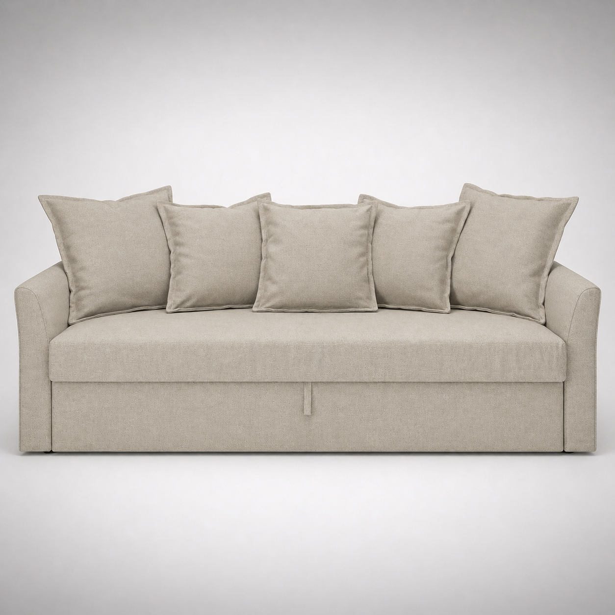 Modern Beige Fabric Sofa Cum Bed with Storage Convertible Pull-Out Sofa Bed for Living Room and Guest Use Space Saving Design