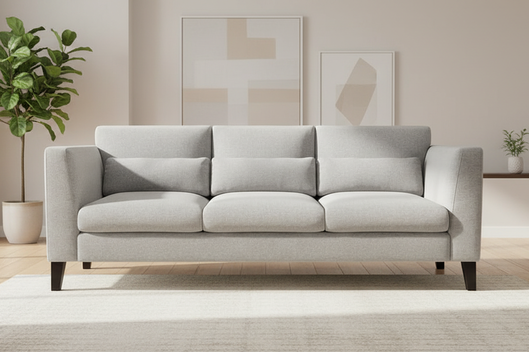3-Seater Minimalist Chic Three-Seater Sofa: A light, inviting piece perfect for modern, naturally lit living spaces