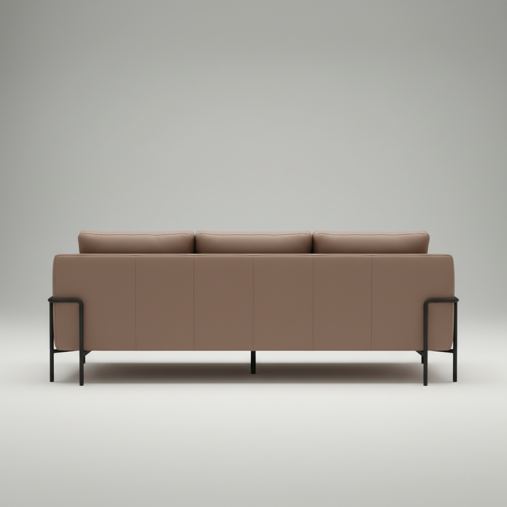 3-Seater Sofa For Home Furniture Made in Wooden Frame with Pu Leatherette and Metal Legs Base