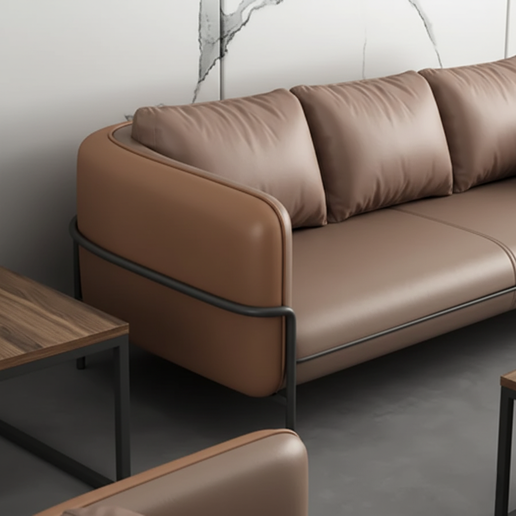 3-Seater Sofa For Home Furniture Made in Wooden Frame with Pu Leatherette and Metal Legs Base