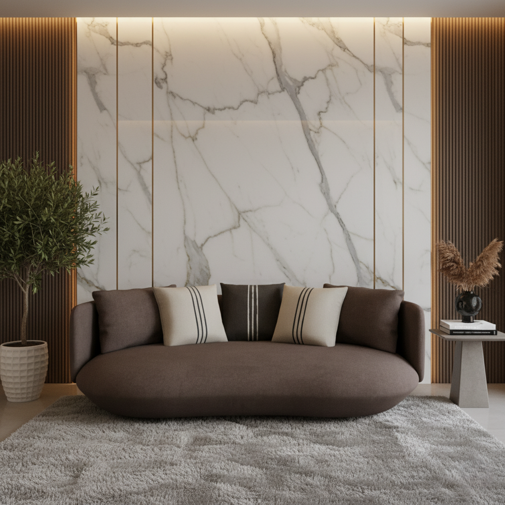 ঘরের আসবাবপত্রের জন্য ৩-সিটের সোফা, আসবাবপত্রের সাজসজ্জার জন্য মখমল, আরামদায়ক আসন, বসার ঘরের জন্য উপযুক্ত, আরামদায়ক আসন-বাদামী