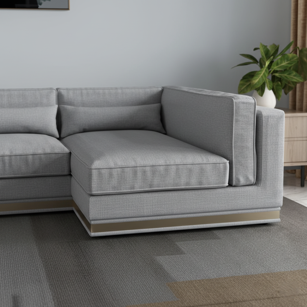L-Shape Sofa For Home Furniture Upholstered in Premium Fabric, Modern & Durable Design For Living Room-Light Grey