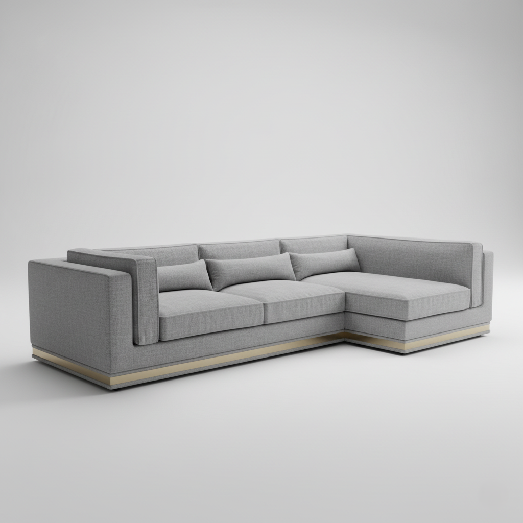 L-Shape Sofa For Home Furniture Upholstered in Premium Fabric, Modern & Durable Design For Living Room-Light Grey