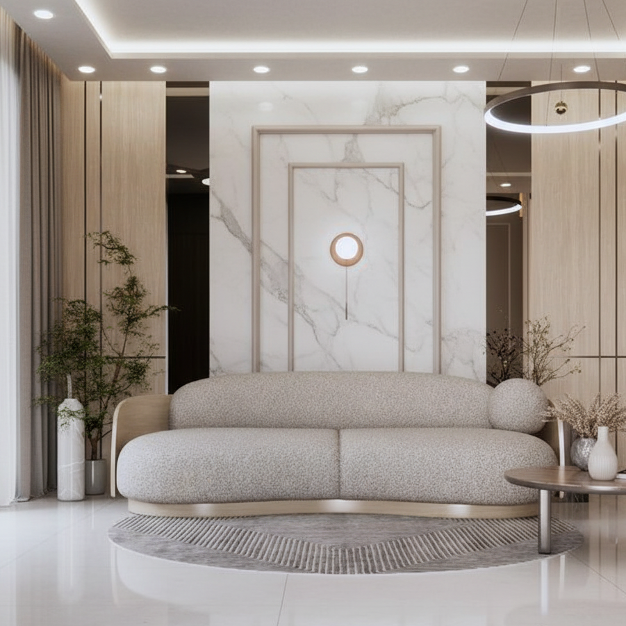 ঘরের আসবাবপত্রের জন্য ৩-সিটের সোফা, সোয়েডের তৈরি আরামদায়ক বসার ঘর, আধুনিক ও টেকসই ডিজাইন - ব্রাউন