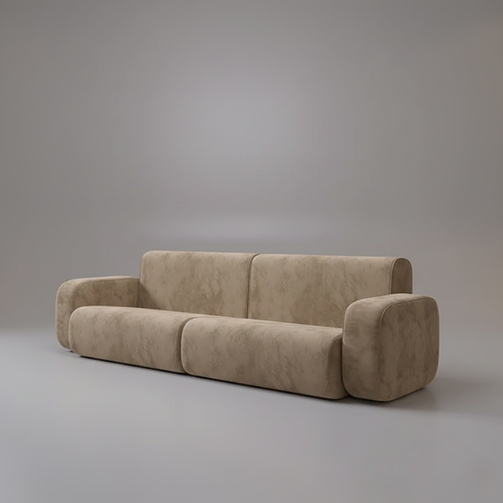 3 Seater Sofa For Home Furniture Upholstered Leatherette, Comfortable & Soft Luxury Couch for Living Room & Hall-Light Brown