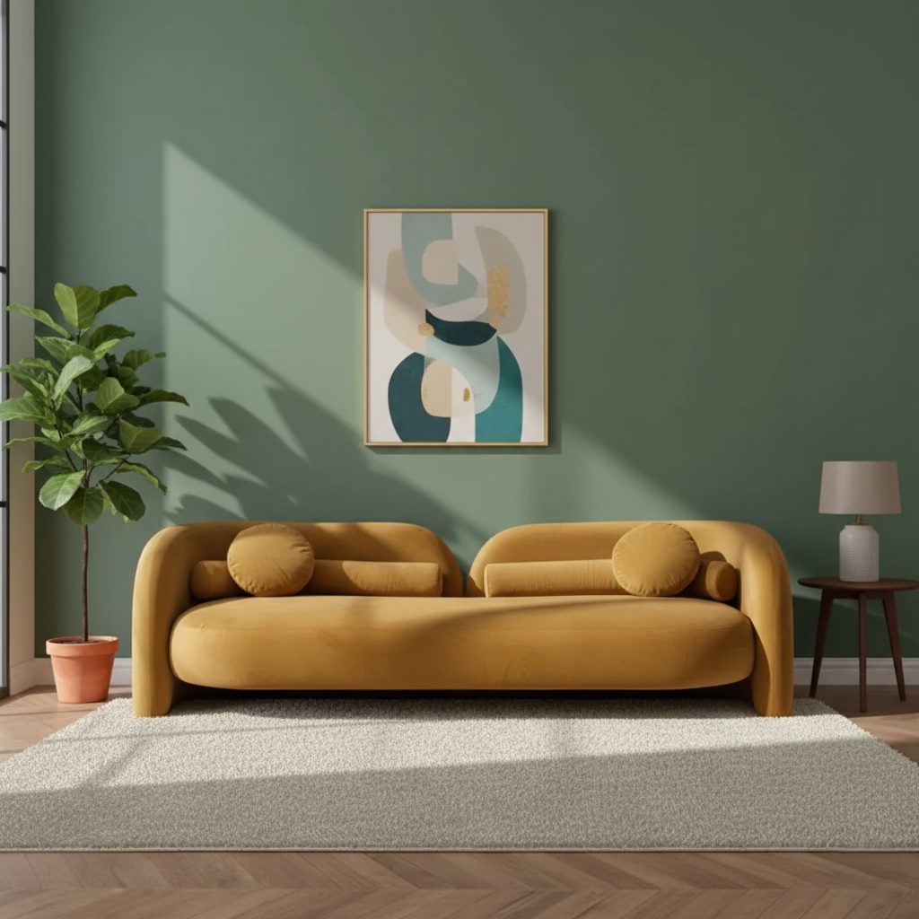 ৩-সিটের ইতালীয় সোফা, যা সমৃদ্ধ মখমল দিয়ে সজ্জিত, দীর্ঘস্থায়ী আরামের সাথে একটি মসৃণ, আধুনিক এবং প্রিমিয়াম ডিজাইনের নান্দনিকতার মিশ্রণ।