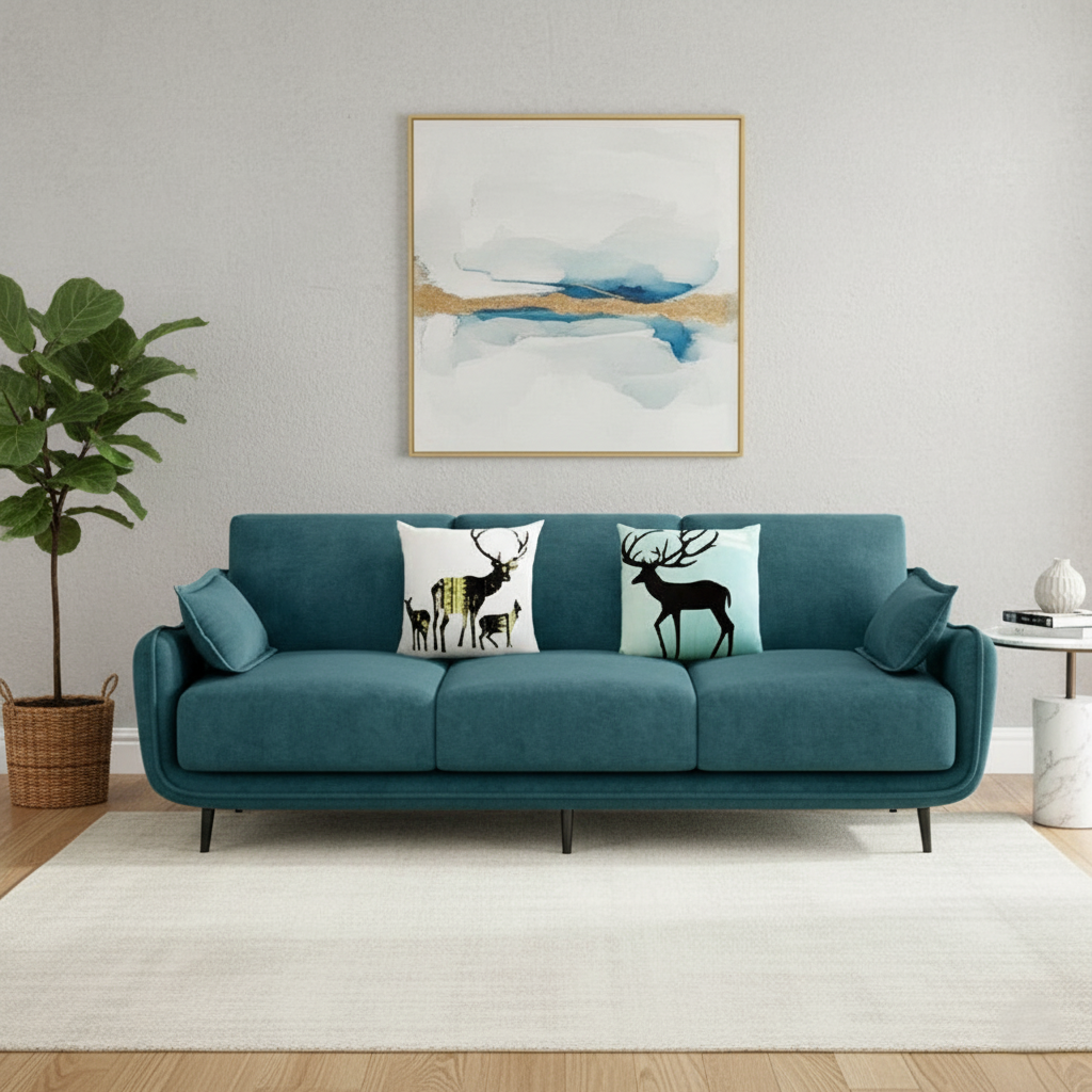 ৩-সিটের ইতালীয় সোফাটি সমৃদ্ধ মখমল দিয়ে সজ্জিত, যা দীর্ঘস্থায়ী আরামের সাথে একটি মসৃণ, আধুনিক, বিলাসবহুল, টেকসই এবং প্রিমিয়াম ডিজাইনের মিশ্রণ।