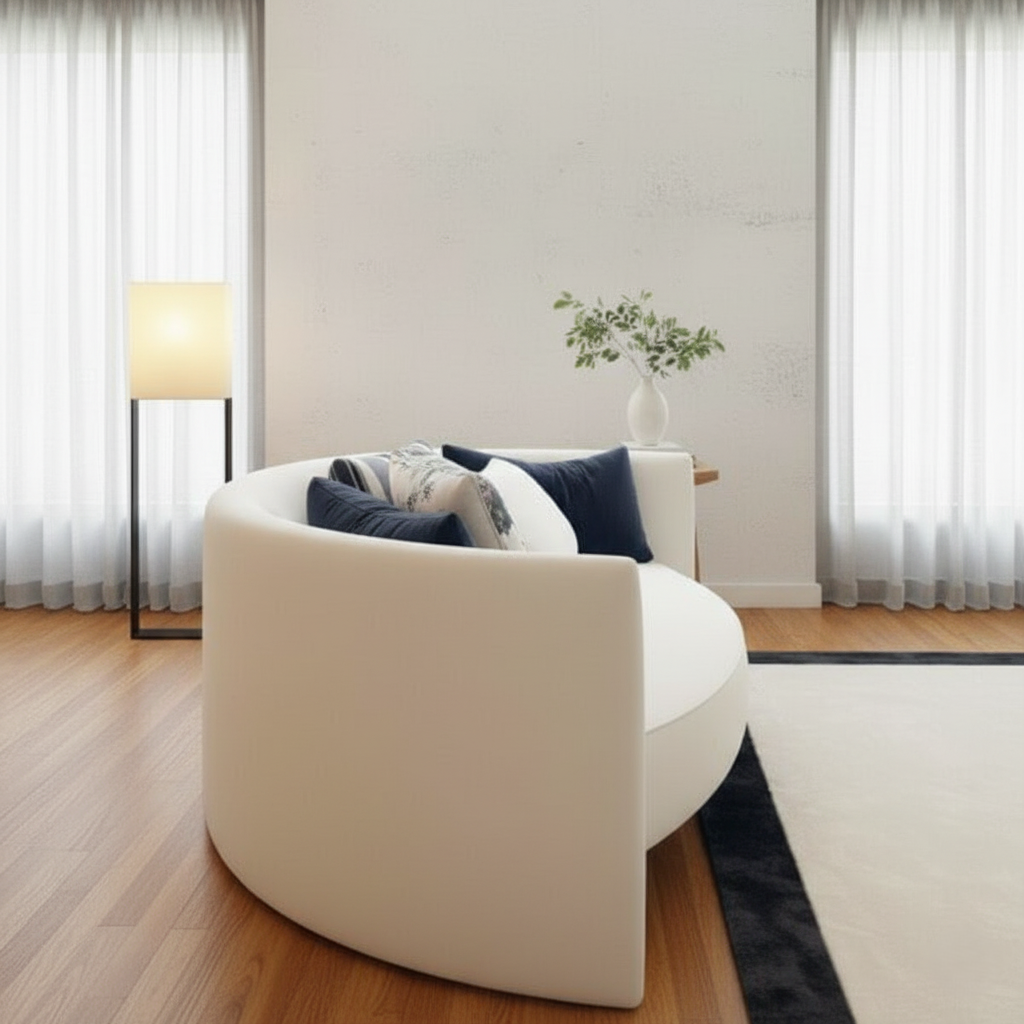 আধুনিক ঘরের জন্য ডিজাইনার সোফা নরম কাপড়, গভীর আসন এবং স্টাইলিশ অভ্যন্তরের জন্য একটি মসৃণ চেহারা