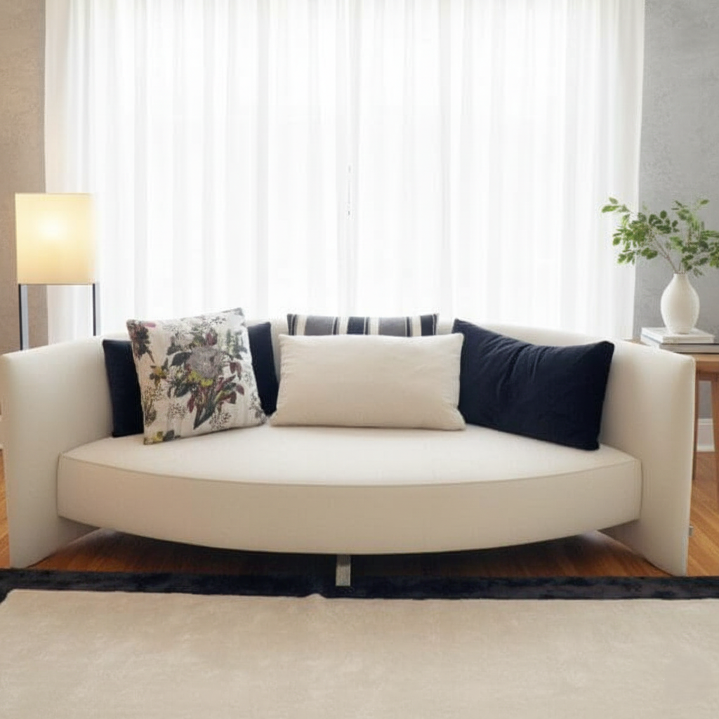 আধুনিক ঘরের জন্য ডিজাইনার সোফা নরম কাপড়, গভীর আসন এবং স্টাইলিশ অভ্যন্তরের জন্য একটি মসৃণ চেহারা