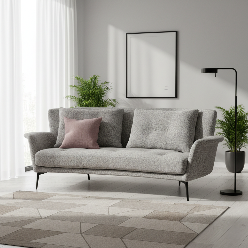 परिवार के रहने वाले कमरे के लिए विशाल सोफा, मुलायम असबाब, चौड़ी सीटिंग और लंबे समय तक चलने वाला आराम