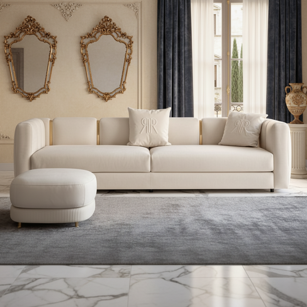 আরাম এবং স্থায়িত্বের জন্য ডিজাইন করা শক্তিশালী ফ্রেম এবং মার্জিত কাপড় সহ 3 আসনের সোফা