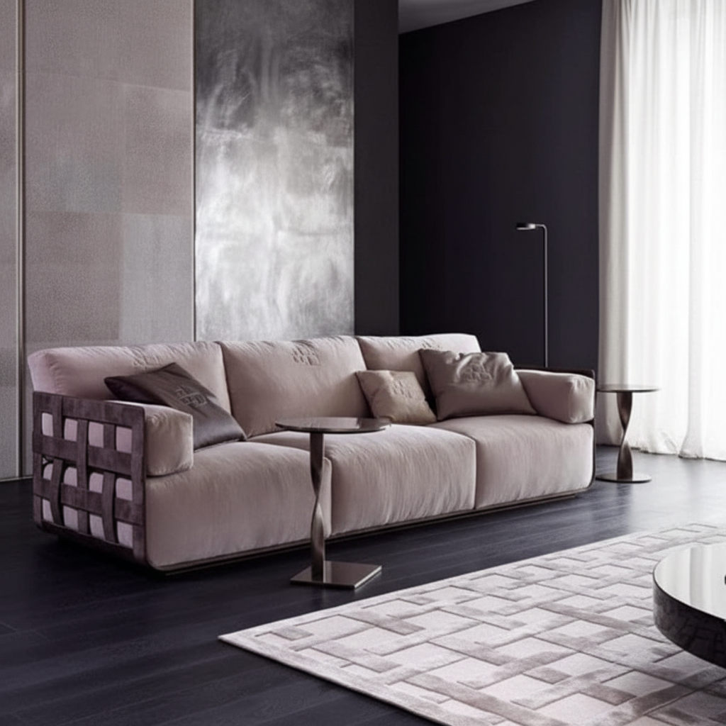 आधुनिक घरों के लिए आलीशान कुशन और प्रीमियम लुक, मुलायम स्पर्श और सुरुचिपूर्ण डिज़ाइन के साथ लिविंग रूम के लिए मखमली सोफा