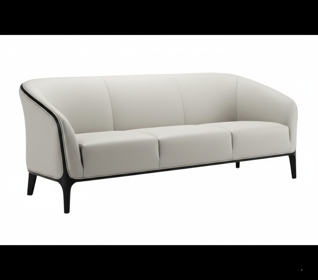 3-Seater Handcraftted Luxury Sofa for Living Home with Fabric Upholstery and Premium Quality Wood Legs Base