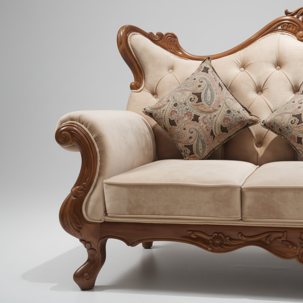 Premium Sofa Amaltas Pure Sagwan Teak Hand Made from Solid Indian Teak Wood with Traditional