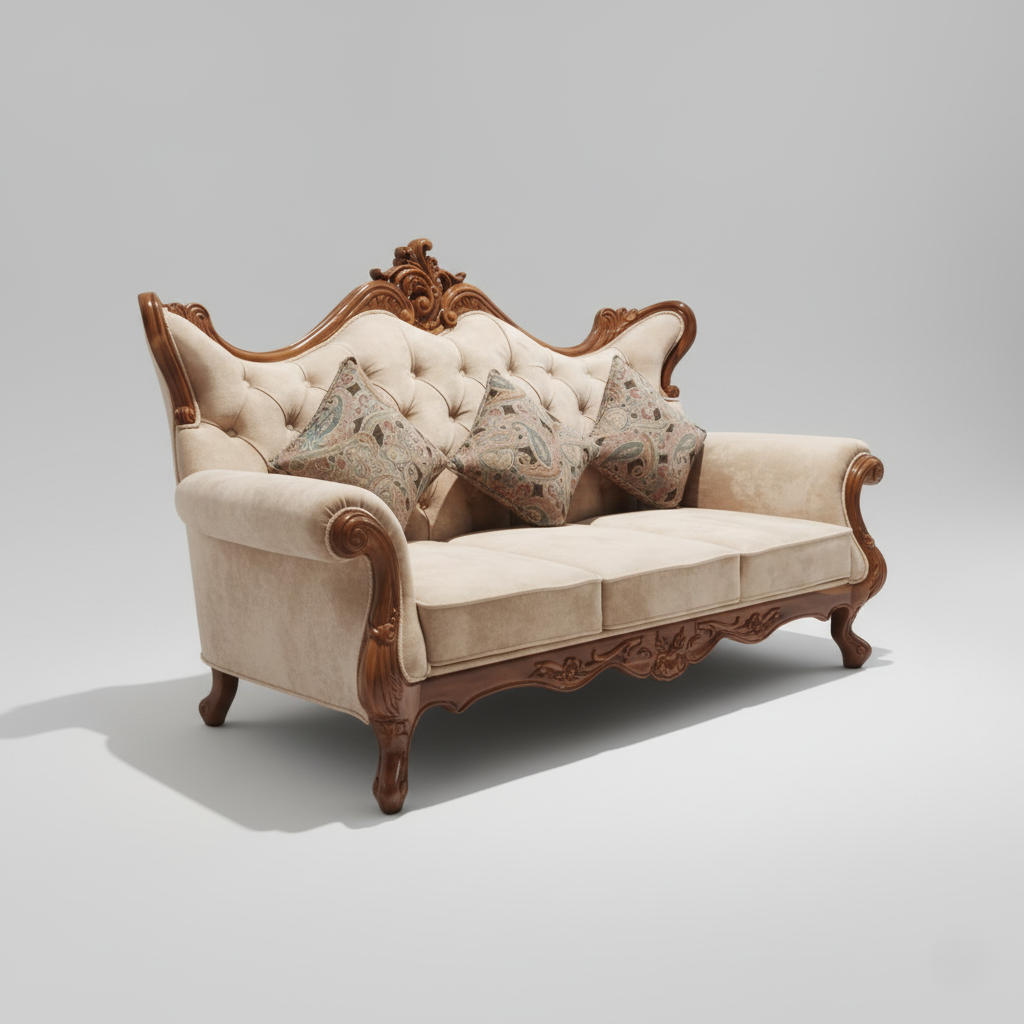 Premium Sofa Amaltas Pure Sagwan Teak Hand Made from Solid Indian Teak Wood with Traditional