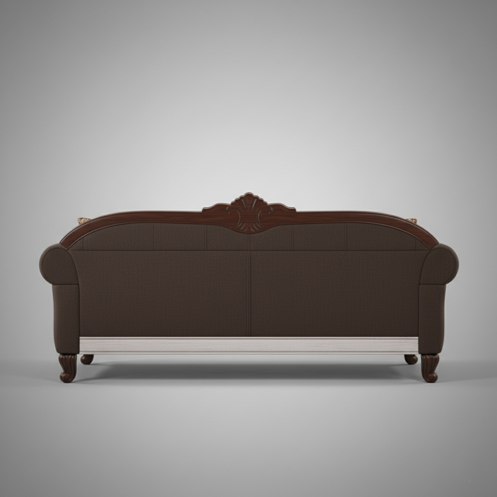 Handcrafted Wood Sofa Set with Teak Finish Antique Design for Luxurious Living Room Decor