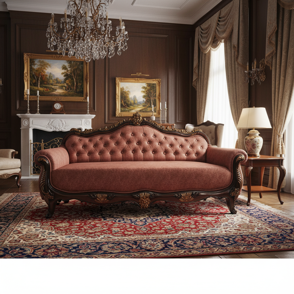 Royal Carving Sofa Set with Wooden Frame and Decorative Fibre Finish Elegant Design for Luxurious Interiors