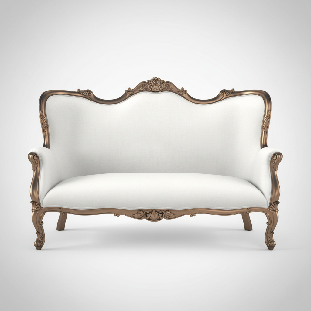 Royal 3-Seater Sofa with Golden Finish Hand-Carved Design with Luxurious Comfort