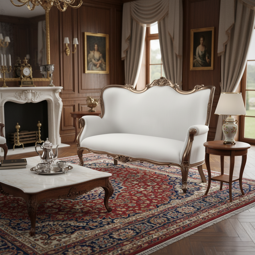 Royal 3-Seater Sofa with Golden Finish Hand-Carved Design with Luxurious Comfort