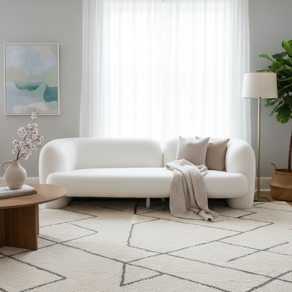 Luxurious Boucle Fabric Accent 3 Seater Sofa & Modern Cosy Design for Living Room Comfort & Style