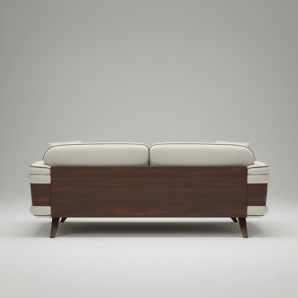 3-Seater Sofa with Dual-Tone Fabric, Wooden Base, and Cushions for Modern Living