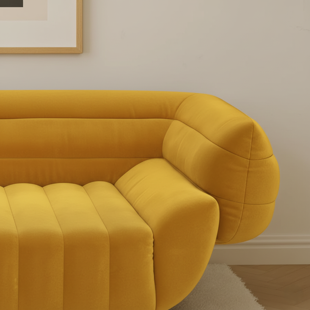 Modern 3-Seater Velvet Sofa with Plush Foam Cushion and soft texture with modern design