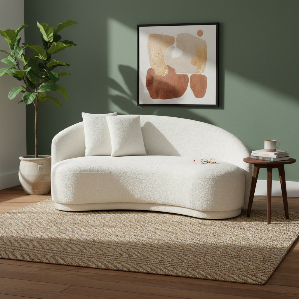 3-Seater Italian Sofa for Home Furniture with Boucle Upholstery, Luxury Finish for Living Spaces