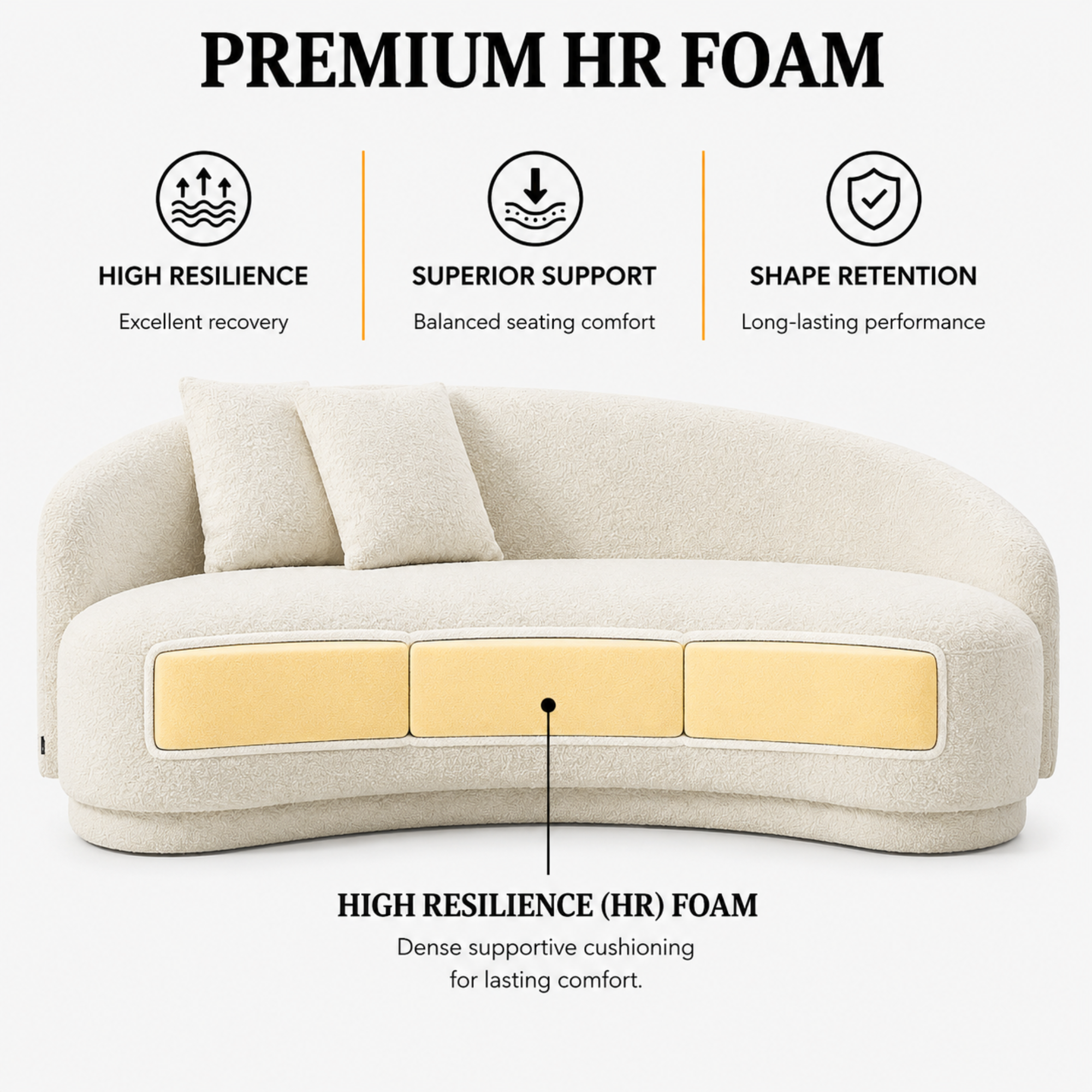 3-Seater Italian Sofa for Home Furniture with Boucle Upholstery, Luxury Finish for Living Spaces