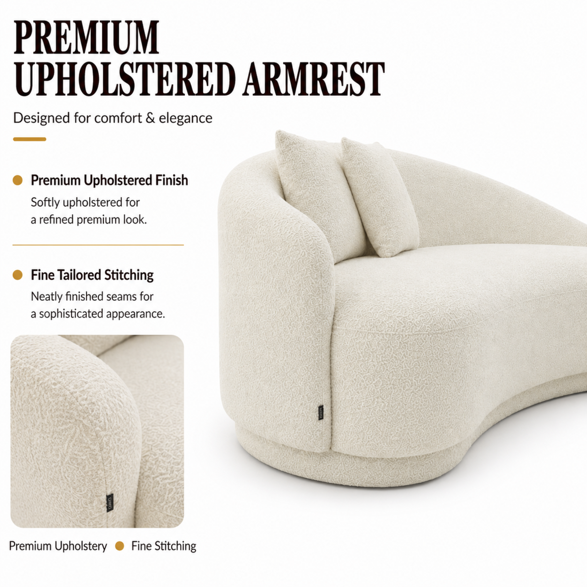 3-Seater Italian Sofa for Home Furniture with Boucle Upholstery, Luxury Finish for Living Spaces