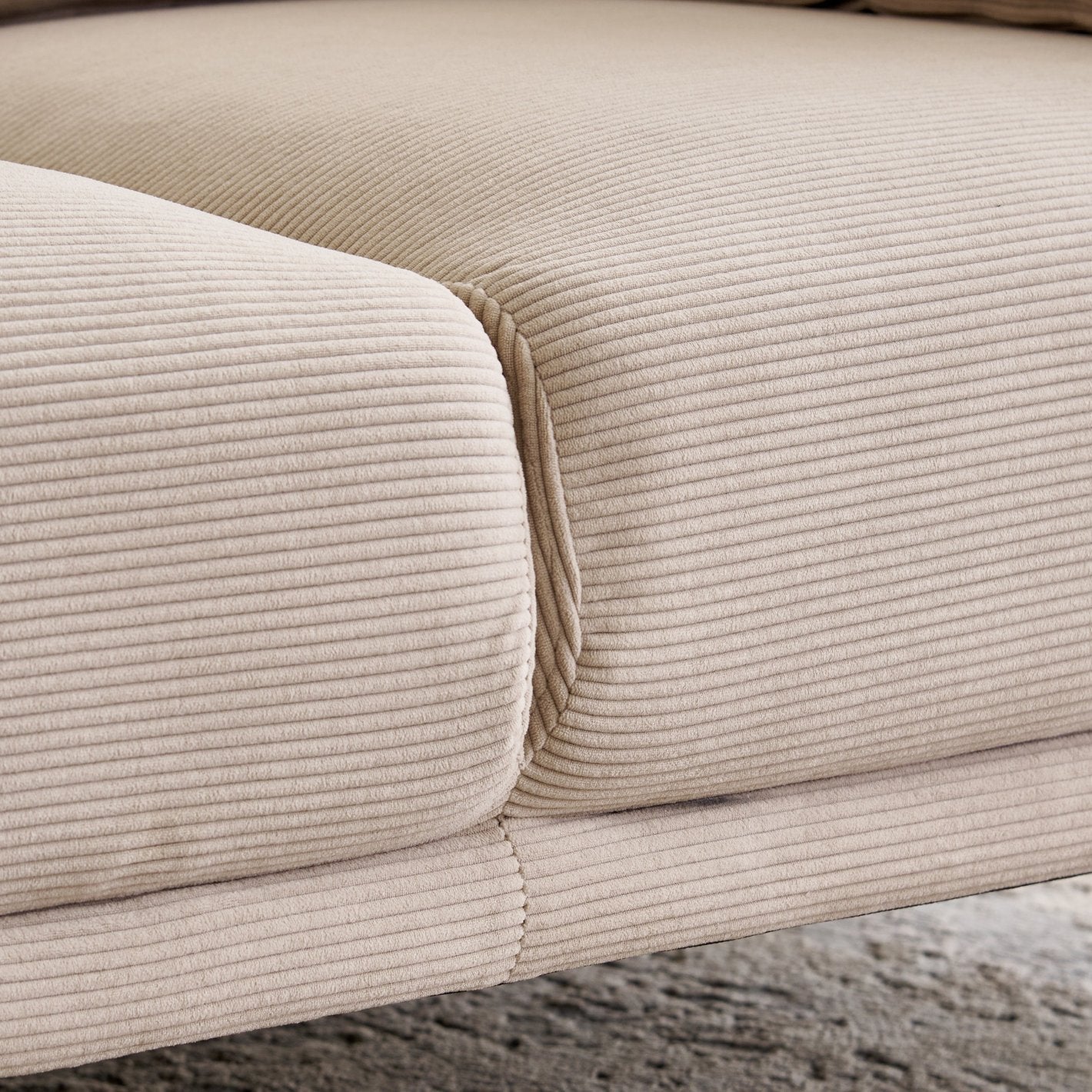 Designer Sofa with Soft Fabric Upholstery, Solid Wood Frame & Gold Finish Legs for Modern Living Room Comfort and Luxury Style