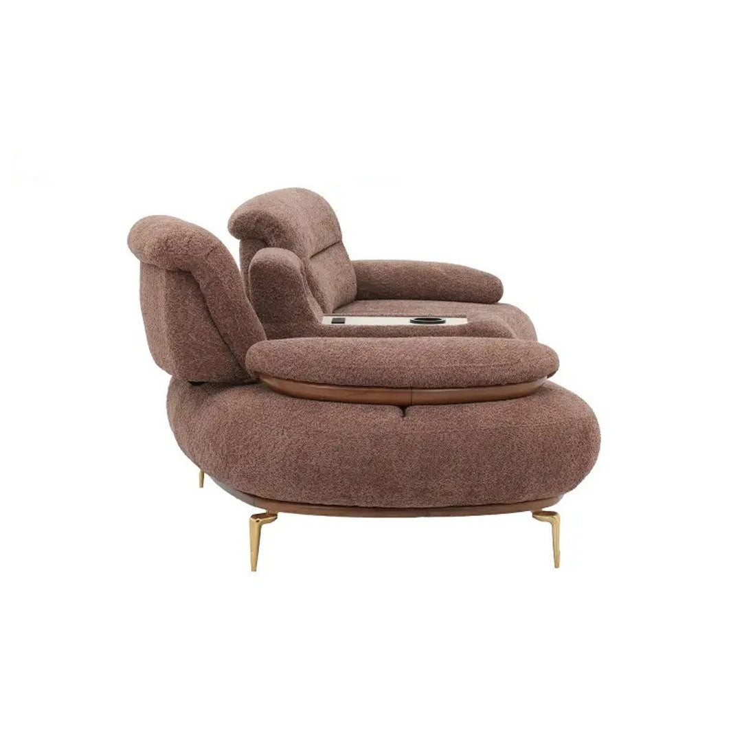 Luxury Italian Wooden Sofa Modern Designer Soft Fabric Upholstery High Density Foam Cushion Solid Wood Frame Center Console Premium Comfort